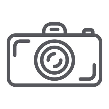 Camera line icon, lens and photo, shutter sign, vector graphics, a linear pattern on a white background.
