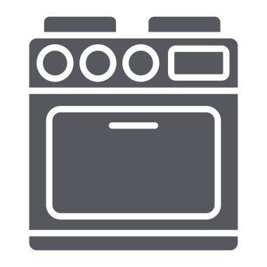 Fırın glyph simgesi, cihaz ve pişirme, ocak işareti, vektör grafik, beyaz bir arka plan üzerinde sağlam bir desen.