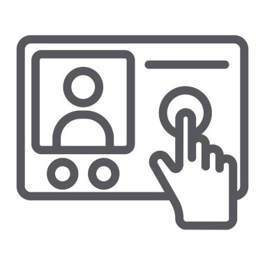 Intercom telefon hattı simgesi, iletişim ve elektronik, telefon işareti, vektör grafikleri, beyaz arka plan üzerinde doğrusal bir desen.
