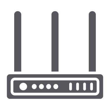 Wifi router kabartma simgesi, ağ ve bağlantı, İnternet işareti, vektör grafikleri, beyaz arkaplan üzerinde katı bir desen.