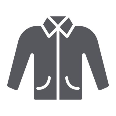 Ceket glyph simgesi, giysi ve moda, giyim işareti, vektör grafik, beyaz bir arka plan üzerinde sağlam bir desen.