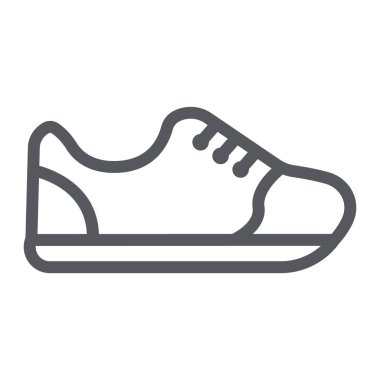 Sneakers çizgi simgesi, ayakkabı ve moda, spor ayakkabı işareti, vektör grafik, beyaz bir arka plan üzerinde doğrusal bir desen.
