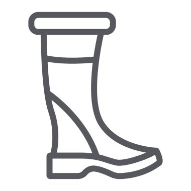 Kadın çizmeleri çizgisi simgesi, ayakkabı ve moda, ayakkabı işareti, vektör grafikleri, beyaz arkaplanda doğrusal desen.