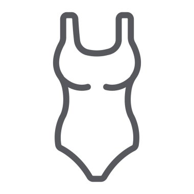 Tek parça mayo çizgi simgesi, yüzmek ve moda, mayo işareti, vektör grafik, beyaz arka plan üzerinde doğrusal bir desen.