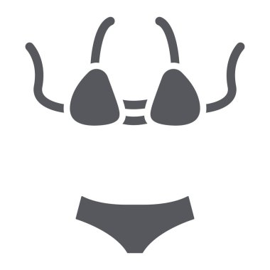 Mayo glyph simgesi, mayo ve moda, bikini işareti, vektör grafikleri, beyaz arka plan üzerinde sağlam bir desen.