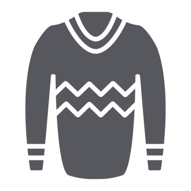 Pullover glyph simgesi, giysi ve moda, kazak işareti, vektör grafik, beyaz bir arka plan üzerinde sağlam bir desen.