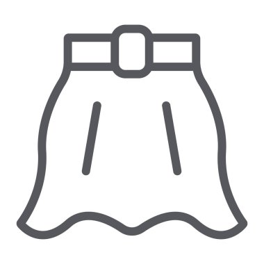 Etek çizgi simgesi, giysi ve kadın, alevlendi etek işareti, vektör grafik, beyaz bir arka plan üzerinde doğrusal bir desen.