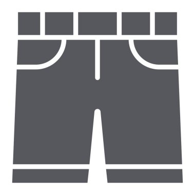 Şort glyph simgesi, giysi ve yaz, pantolon işareti, vektör grafik, beyaz bir arka plan üzerinde sağlam bir desen.