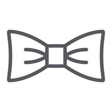 Papyon çizgi simgesi, giysi ve aksesuar, kelebek düğüm işareti, vektör grafik, beyaz bir arka plan üzerinde doğrusal desen.