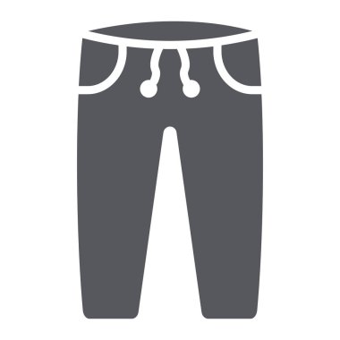 Eşofman glyph simgesi, giysi ve spor, pantolon işareti, vektör grafik, beyaz bir arka plan üzerinde sağlam bir desen.