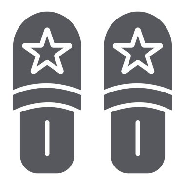 Terlik glyph simgesi, giysi ve gecelik, ayakkabı işareti, vektör grafik, beyaz bir arka plan üzerinde sağlam bir desen.