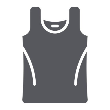 Singlet glyph simgesi, giysi ve rahat, gömlek işareti, vektör grafik, beyaz bir arka plan üzerinde sağlam bir desen.