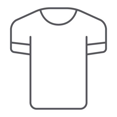 Tshirt ince çizgi simgesi, giysi ve moda, gömlek işareti, vektör grafik, beyaz bir arka plan üzerinde doğrusal bir desen.