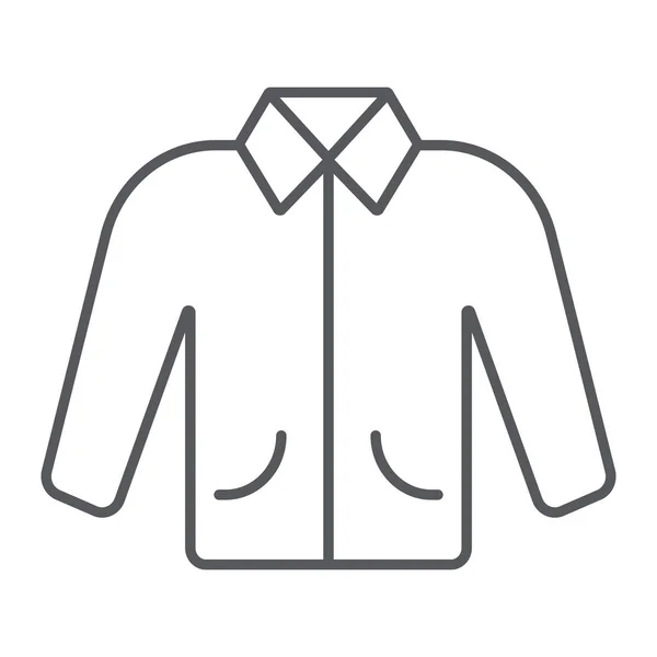 Kabát vékony vonal ikon, ruha és a divat, ruha jel, vektorgrafikus, lineáris minta fehér alapon. — Stock Vector
