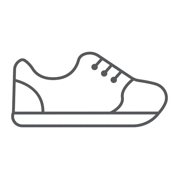 Scarpe da ginnastica linea sottile icona, calzature e moda, scarpe sportive segno, grafica vettoriale, un modello lineare su sfondo bianco . — Vettoriale Stock