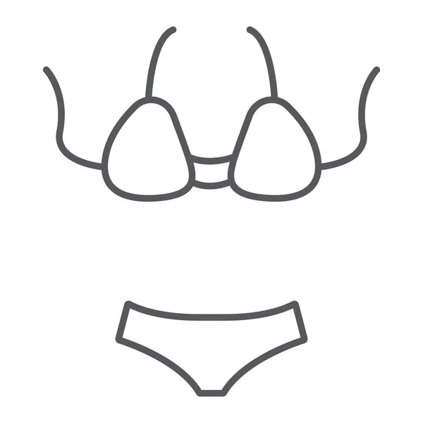 Bañador icono de línea delgada, trajes de baño y moda, signo de bikini, gráficos vectoriales, un patrón lineal sobre un fondo blanco . — Archivo Imágenes Vectoriales