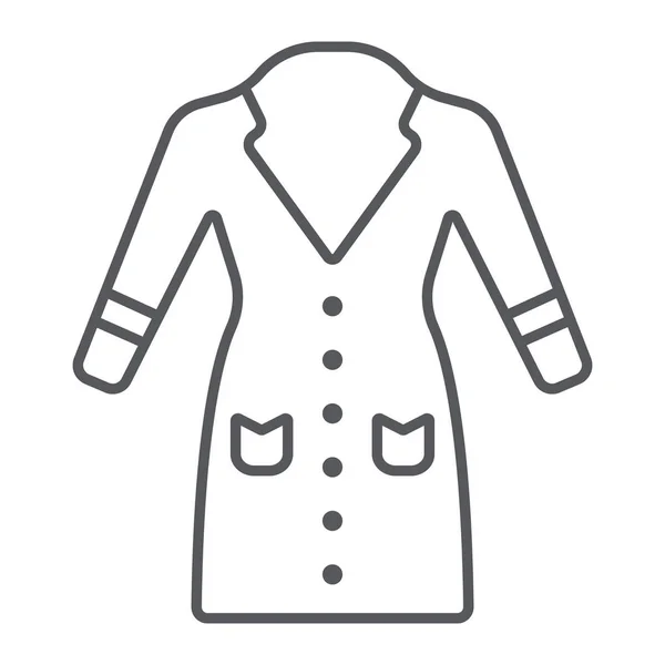 Coat thin line icon, clothes and fashion, warm clothing sign, vector graphics, a linear pattern on a white background. — Stock Vector