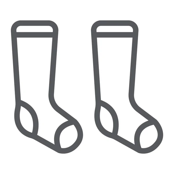 Шкарпетки значок лінії, одяг і мода, шкарпетки знак, векторна графіка, лінійний візерунок на білому тлі . — стоковий вектор