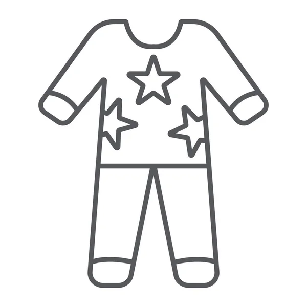 Pyjama-Symbol, Kleidung und Nachtwäsche, Pyjama-Zeichen, Vektorgrafik, ein lineares Muster auf weißem Hintergrund. — Stockvektor