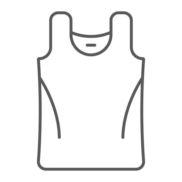 Singlet icona linea sottile, vestiti e casual, segno camicia, grafica vettoriale, un modello lineare su uno sfondo bianco . — Vettoriale Stock