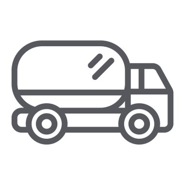 Kamyon hattı simgesi, ulaşım ve otomobil, van işareti, vektör grafikleri, beyaz arka plan üzerinde doğrusal desen.