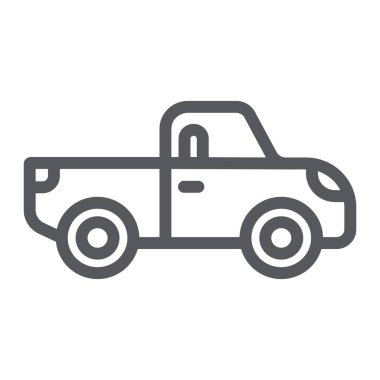 Pikap hattı simgesi, taşıma ve otomobil, kamyon işareti, vektör grafikleri, beyaz arka plan üzerinde doğrusal desen.