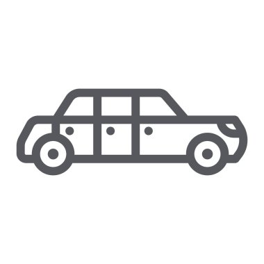 Limuzin çizgi simgesi, lüks ve otomobil, limuzin işareti, vektör grafikleri, beyaz arka plan üzerinde doğrusal bir desen.