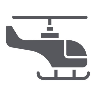 Helikopter glyph simgesi, ulaşım ve seyahat, helikopter işareti, vektör grafik, beyaz bir arka plan üzerinde sağlam bir desen.