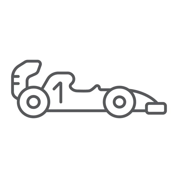 Formule 1, ikona tenké linky, sport a automobil, označení závodní automobil, vektorová grafika, lineární vzorek na bílém pozadí. — Stockový vektor