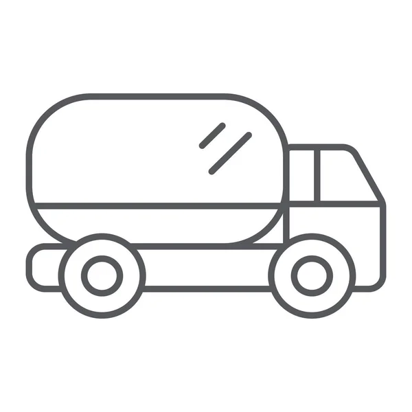 Піктограма тонкої лінії вантажівки, транспорт і автомобіль, знак фургона, векторна графіка, лінійний візерунок на білому тлі . — стоковий вектор