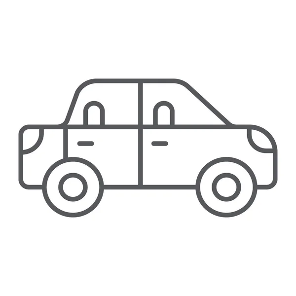 Icono de línea delgada de coche de pasajeros, transporte y automóvil, signo de vehículo, gráficos vectoriales, un patrón lineal sobre un fondo blanco . — Vector de stock