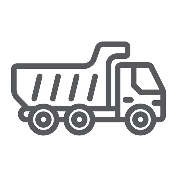 Icono de línea de camión volquete, transporte y automóvil, signo de camión volquete, gráficos vectoriales, un patrón lineal sobre un fondo blanco . — Vector de stock