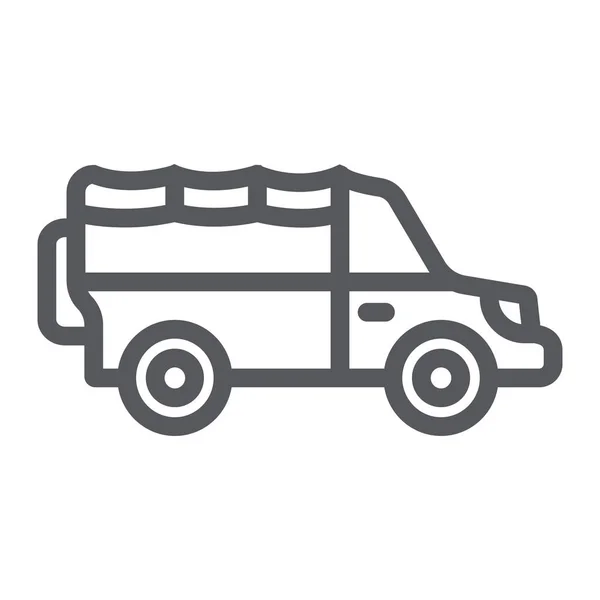 Safari Car Line icoon, transport en auto, SUV teken, vector graphics, een lineair patroon op een witte achtergrond. — Stockvector