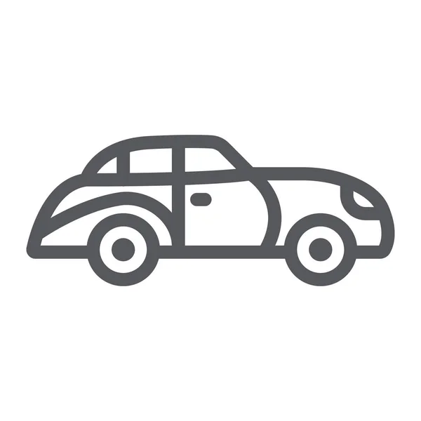 Icône de ligne de voiture rétro, vintage et automobile, vieux panneau de voiture, graphiques vectoriels, un motif linéaire sur un fond blanc . — Image vectorielle