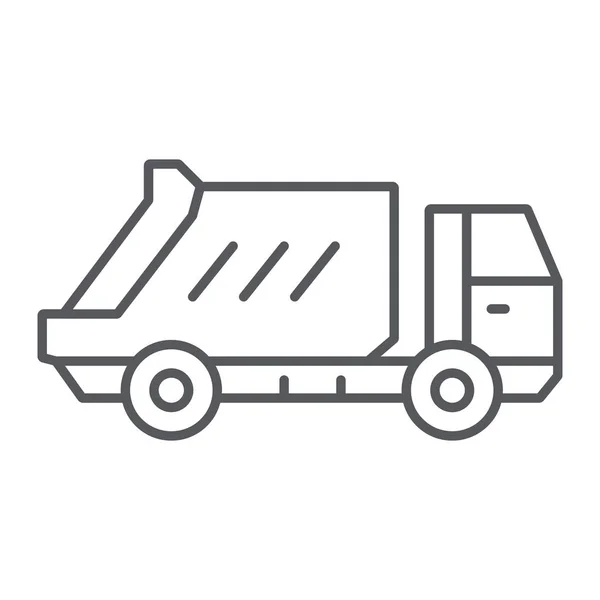 Garbage truck thin line icon, transportation and auto, waste lorry sign, vector graphics, a linear pattern on a white background. — Stock Vector