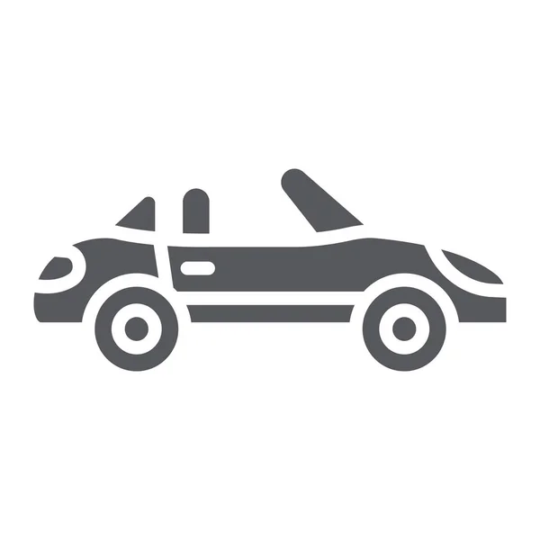 カブリオレグリフアイコン、輸送とドライブ、自動車の看板、ベクトルグラフィックス、白い背景に固体パターン. — ストックベクタ