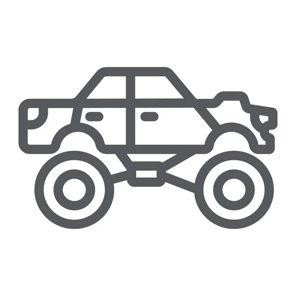 Icono de la línea del camión monstruo, transporte y extremo, signo de coche monstruo, gráficos vectoriales, un patrón lineal sobre un fondo blanco. — Vector de stock