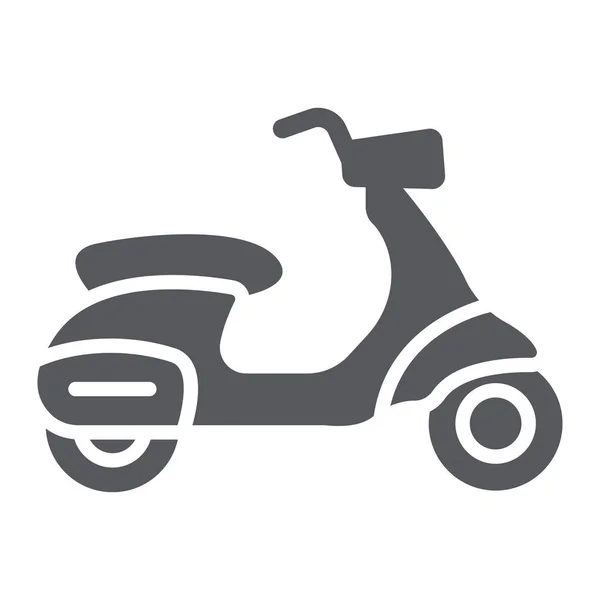 Ícone do glifo do "trotinette", transporte e movimentação, sinal da motocicleta, gráficos do vetor, um teste padrão contínuo em um fundo branco . — Vetor de Stock