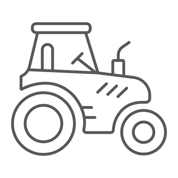 Иконка тонкой линии трактора, транспорт и сельское хозяйство, знак машины сбора урожая, векторная графика, линейный узор на белом фоне . — стоковый вектор