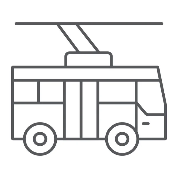 Trolleybus-Symbol, Transport und Öffentlichkeit, Verkehrszeichen in der Stadt, Vektorgrafik, lineares Muster auf weißem Hintergrund. — Stockvektor