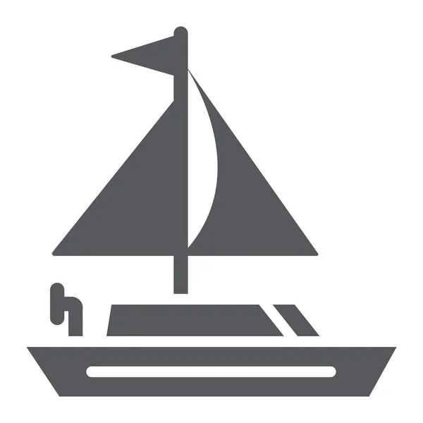 Ikona Yacht glyph, doprava a loď, značka plachetnice, vektorová grafika, pevný vzor na bílém pozadí. — Stockový vektor