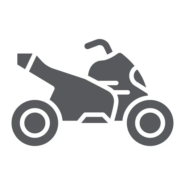 쿼드 자전거 문양 아이콘, 전송 및 드라이브, 오토바이 기호, 벡터 그래픽, 흰색 배경에 단단한 패턴. — 스톡 벡터
