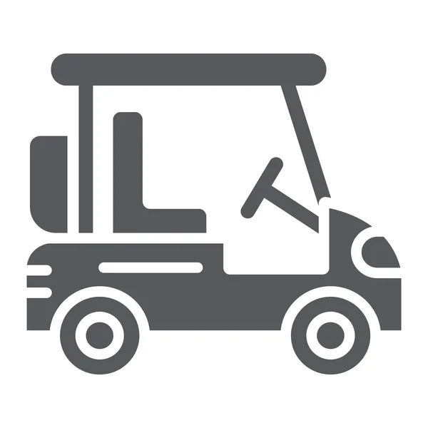 ゴルフカートグリフアイコン、交通機関と自動、ゴルフカーサイン、ベクトルグラフィックス、白い背景に固体パターン. — ストックベクタ