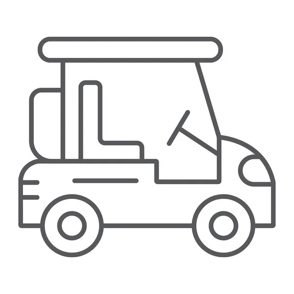 Golfkocsi vékony vonal ikon, a szállítás és az automatikus, Golf autó jele, vektorgrafikus, lineáris minta fehér alapon. — Stock Vector