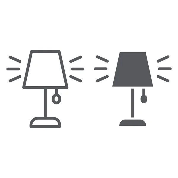 Ligne de lampe de table et icône de glyphe, appareil et mobilier, signe lumineux, graphiques vectoriels, un motif linéaire sur un fond blanc . — Image vectorielle