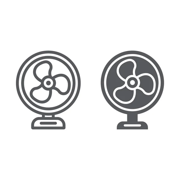 Table fan line and glyph icon, propeller and electric, air cooler sign, vector graphics, a linear pattern on a white background.