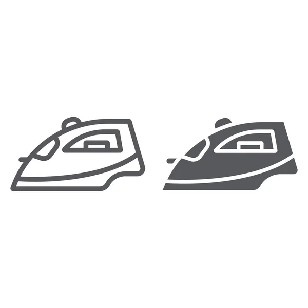 Iron line and glyph icon, appliance and home, steam iron sign, vector graphics, a linear pattern on a white background.