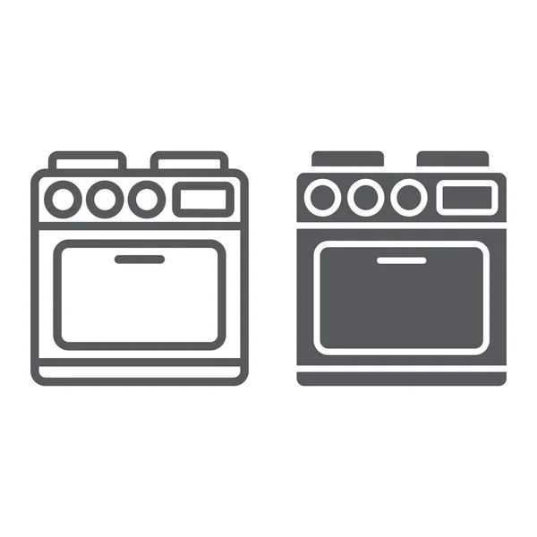 Oven line and glyph icon, appliance and cooking, cooker sign, vector graphics, a linear pattern on a white background. — Stock Vector