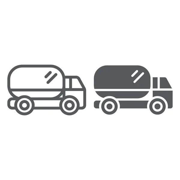 Linea del camion e icona del glifo, trasporto e automobile, segno del furgone, grafica vettoriale, un modello lineare su sfondo bianco . — Vettoriale Stock