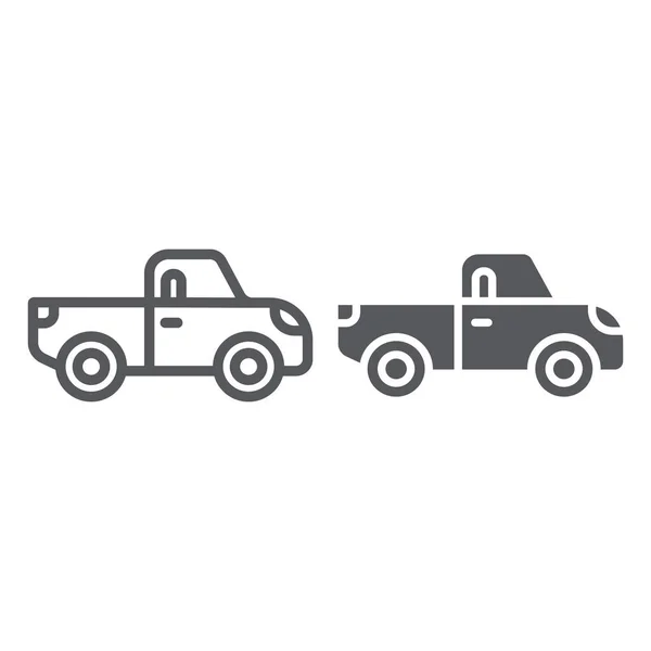 Пикап линии и иконка глифа, транспорт и автомобиль, знак грузовика, векторная графика, линейный узор на белом фоне . — стоковый вектор